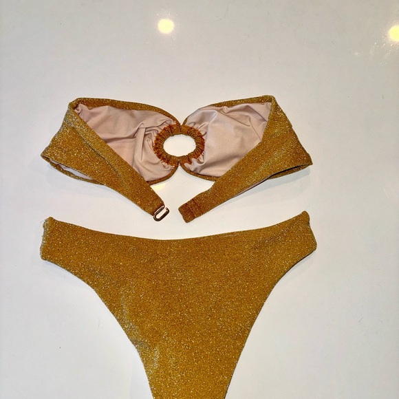Baobab Gold Glitter bandeau bikini set Small - Picture 3 of 5